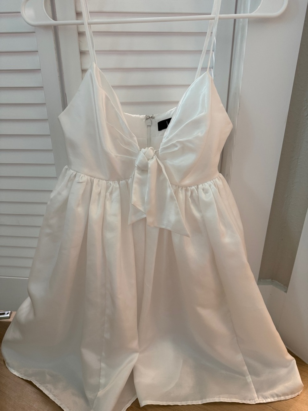 Lulus Baby Doll White Satin Tie-Front Party Dress